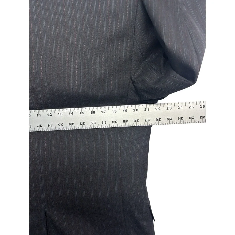 Alexandre London Savile Row 42L 34x32 Black Stripe 2pc‎ Pant Suit Wool Pleated